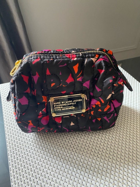 Marc By Marc Jacobs Handbags - Marc by Marc Jacobs Black Cosmetic Pouch with Pink and Orange Print